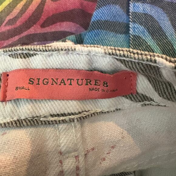 Signature 8 Skirt Denim Rainbow Tiger Stripe Pride Bright Color Artsy Casual - S - Picture 4 of 4